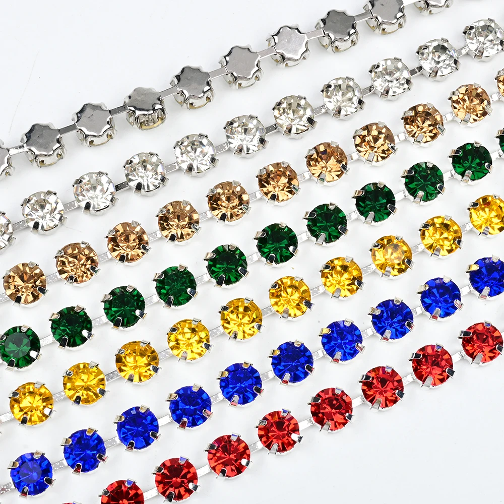 Strass Cadeia Copo, Metal Garra, costurar no Cristal, roupas DIY, sapatos e sacos, enfeite de corte, tamanho grande, SS38, 8mm, alta qualidade
