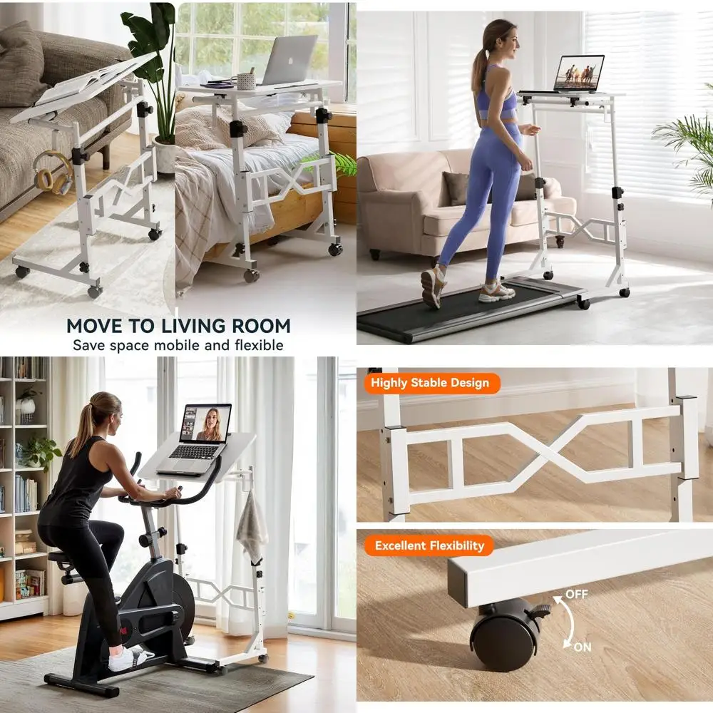 

Портативный прогулочный стол: регулируемая высота 29,5-45,3 для домашнего офиса, с подстаканником и крючком.