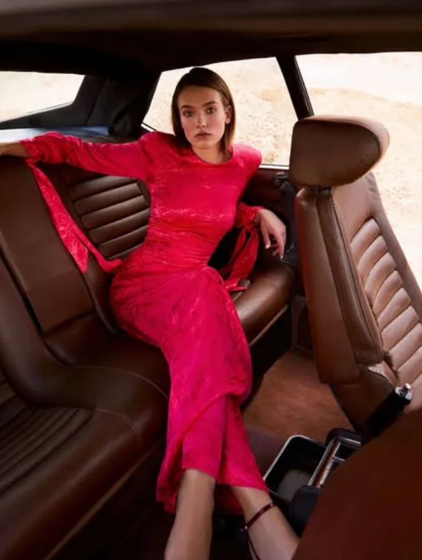 Alta calidad personalizado cuello redondo hasta el tobillo mangas completas arco bata roja Pour Mariage Invité vestidos de noche فساتłokolات vestido de fiesta