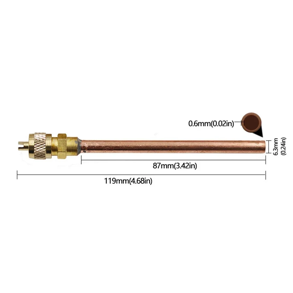 5pcs HVAC Maintenance Valve Copper Core Refrigeration Check Fluoride Nozzle Straight Through One-way 119mm Length