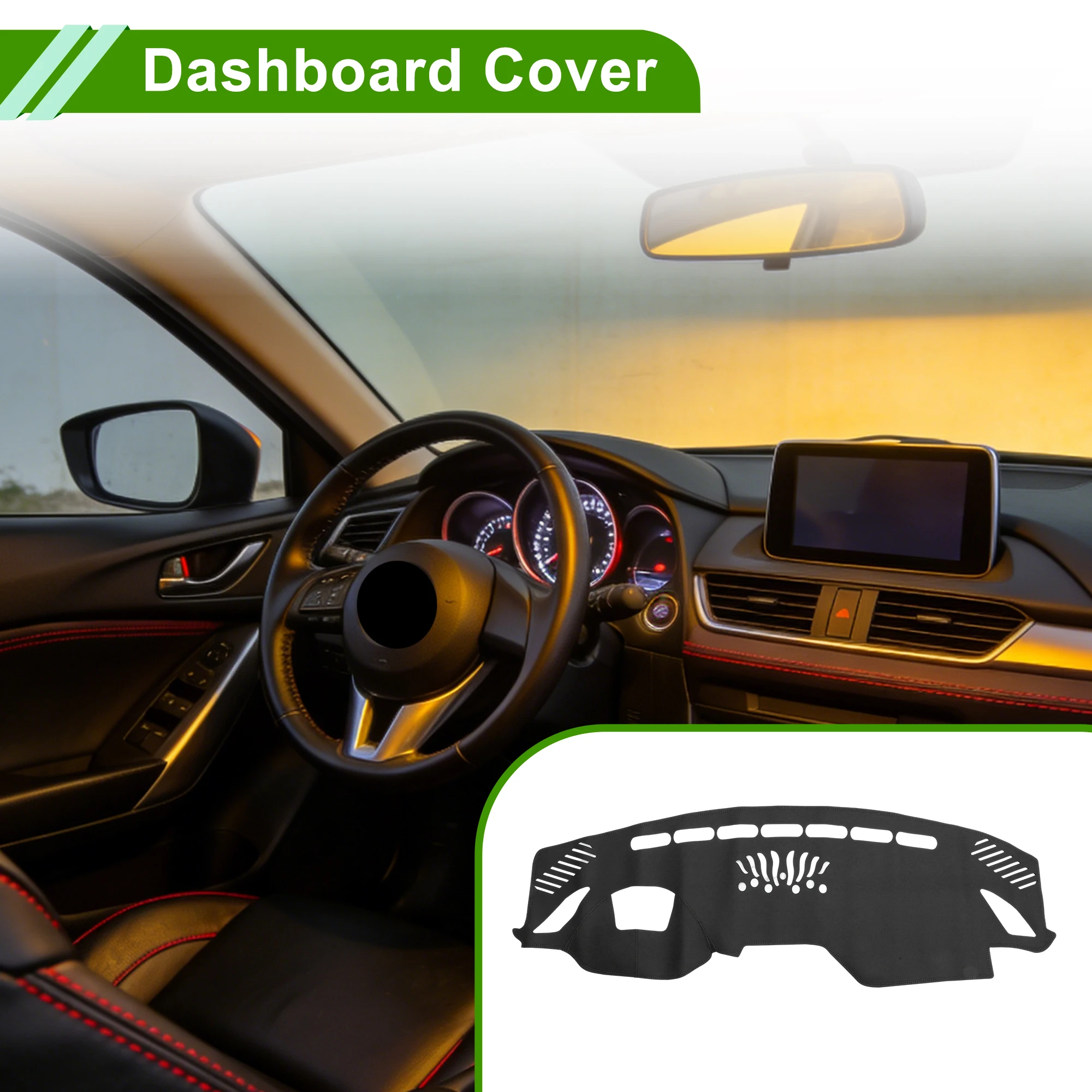

UXCELL Dash Cover for Mazda 6 Atenza 2017-2019 Dashboard Cover Faux Leather Black 1 Pc