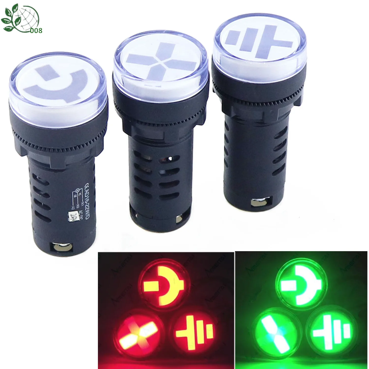 

22mm mounting hole isolating switch position round indicator lights double color signal lamp AD16-22W/G 12V 24V 110V 220V 380V