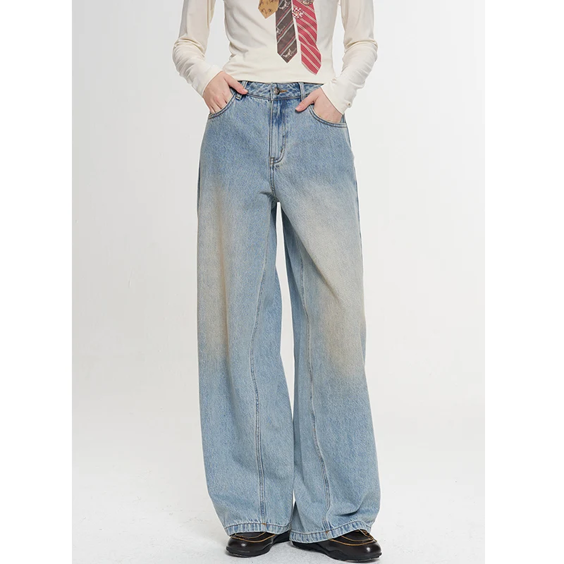ELFSACK Women's Loose Fit Jeans with Wide Leg, Casual Pants for Daily Wear, Comfy Everyday Bottoms