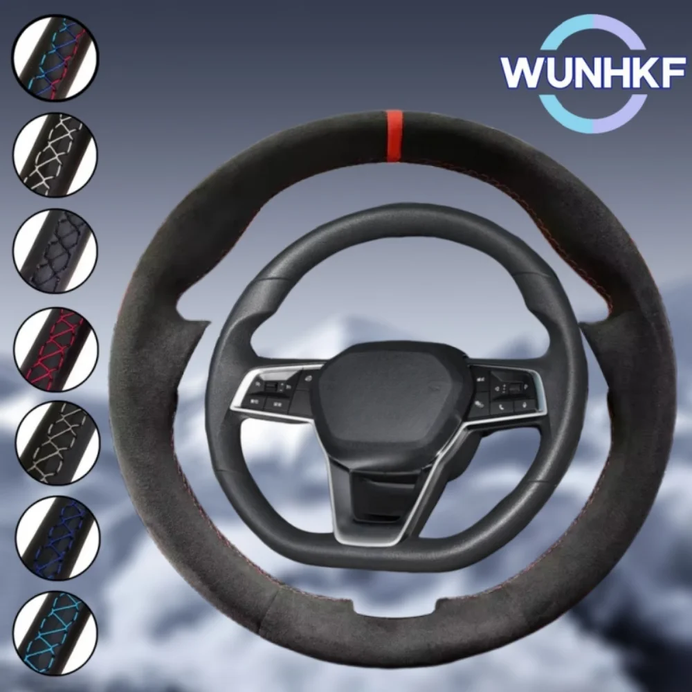 Custom Black Car Steering Wheel Braid Cover For BYD Yuan Pro 21 Model New Energy Suede Leather Steering Wrap Accessories