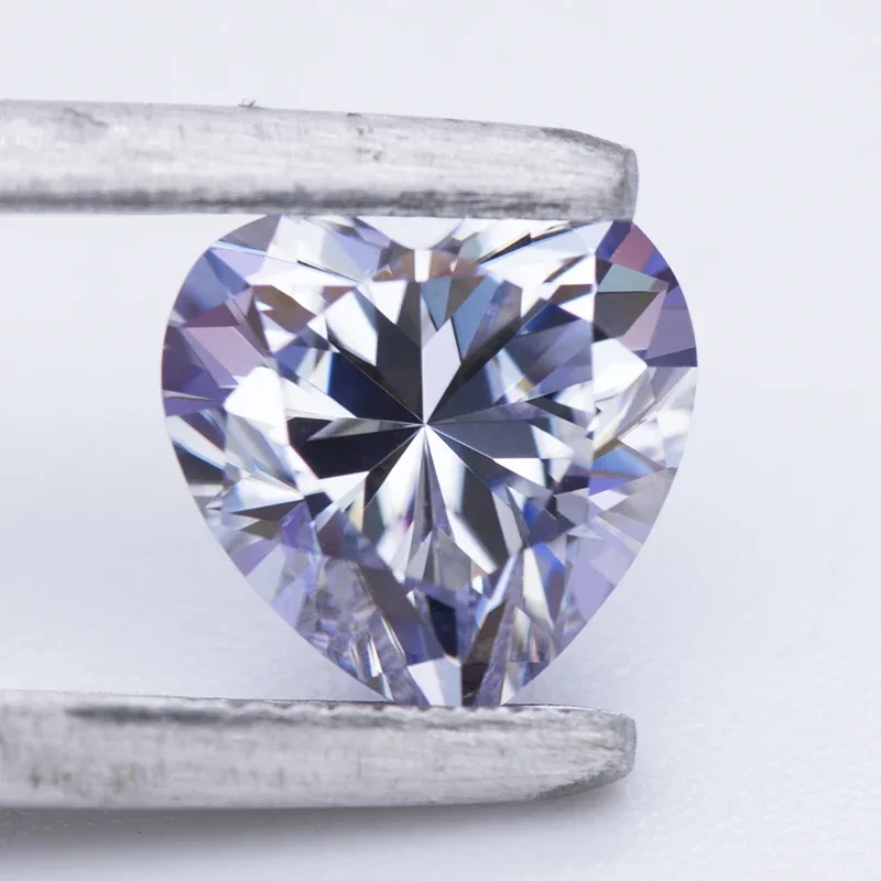 Moissanite Stone Heart Cutting Lavender Color Gemstones Lab Grown Advanced Jewelry Making Materials Diamond with GRA Certificate