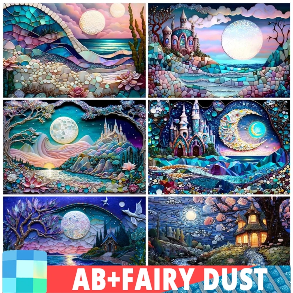 AB Fairy Dust DIY 5D Diamond Painting Sparkling Fantasy Seascape Series Full Rhinestone Mosaic Picture Embroidery Cross Stitch