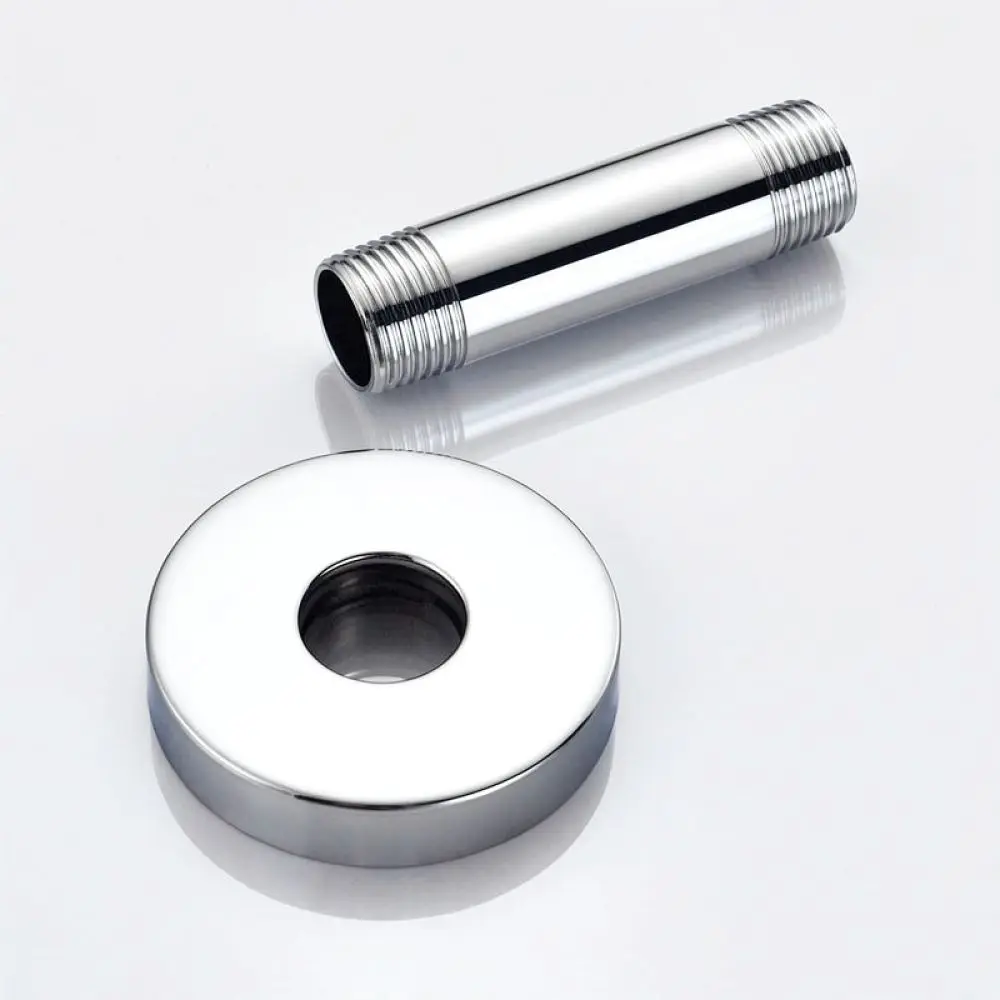 Round Rainfall Shower Arm Stainless Steel Ceiling Mounted Extension Pole Chrome Plated Bathroom Faucet Unit