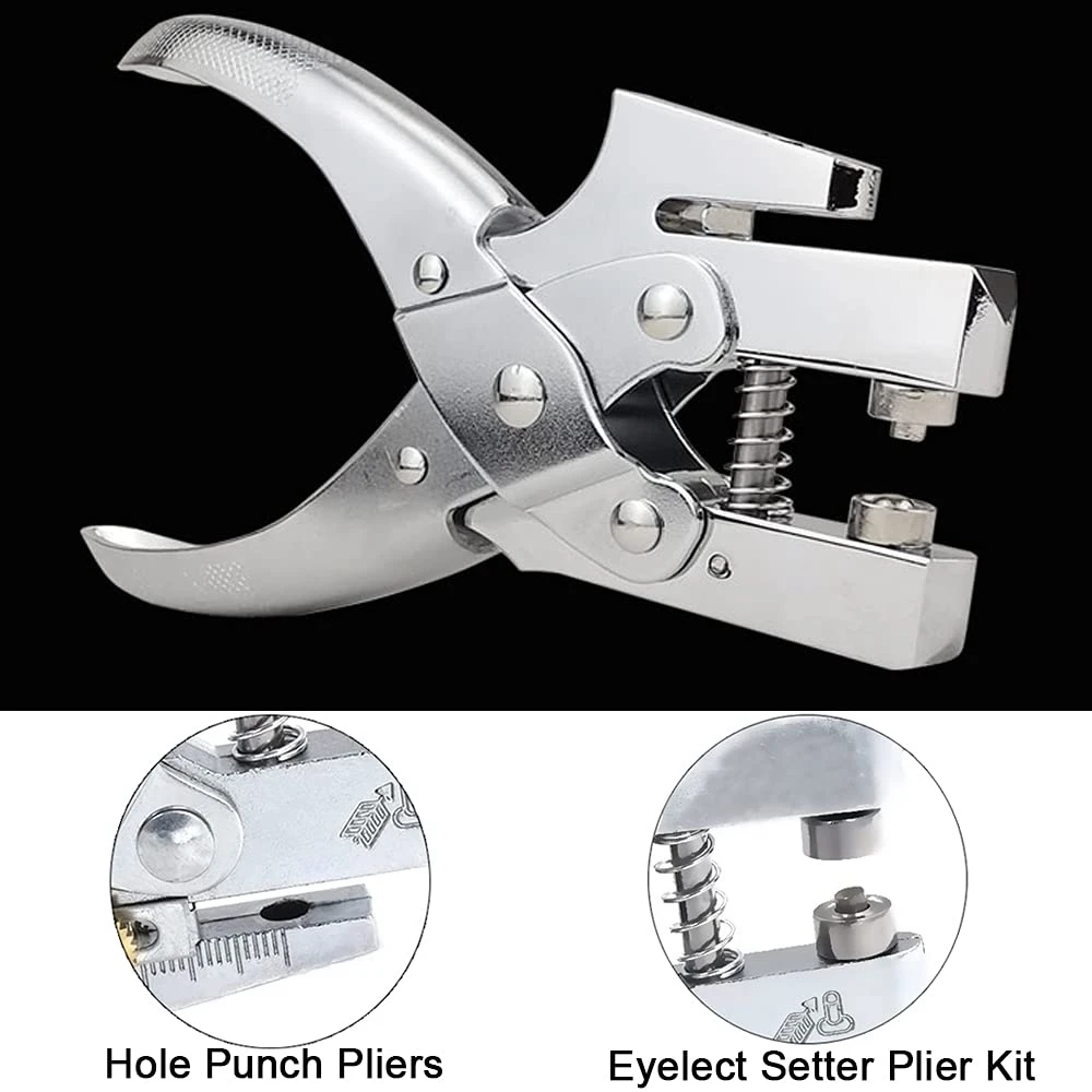 Eyelet Hole Punch Pliers, 3/16 Inch Eyelet Grommet Pliers Kit Metal Eyelets Kits with 200PCS Eyelets Grommet Sets