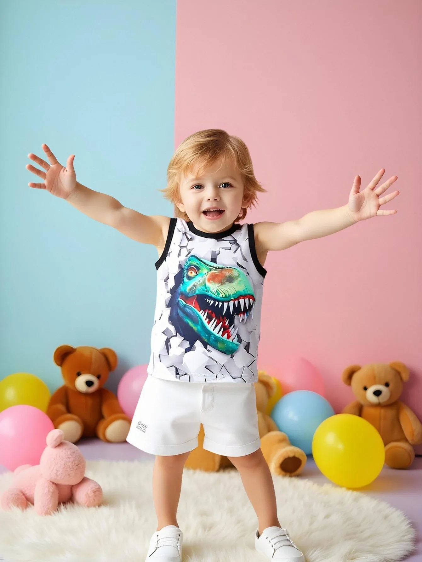 Single piece of fashion casual 3D cartoon animal printed kni