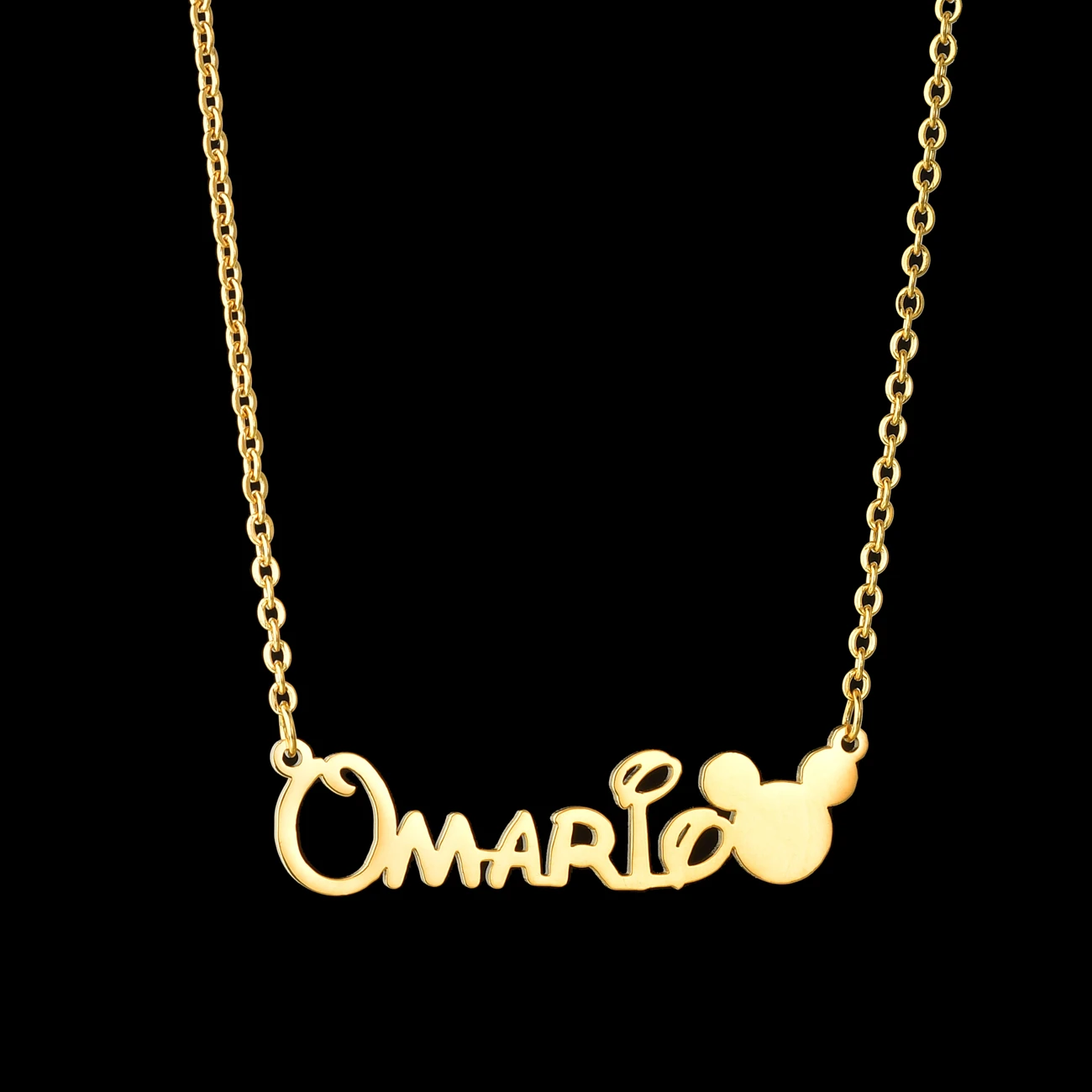 Custom Name Baby Necklace Cartoon Mickey Personalized Stainless Steel Child Bracelet Necklace for Women Kids Jewelry Set Gift