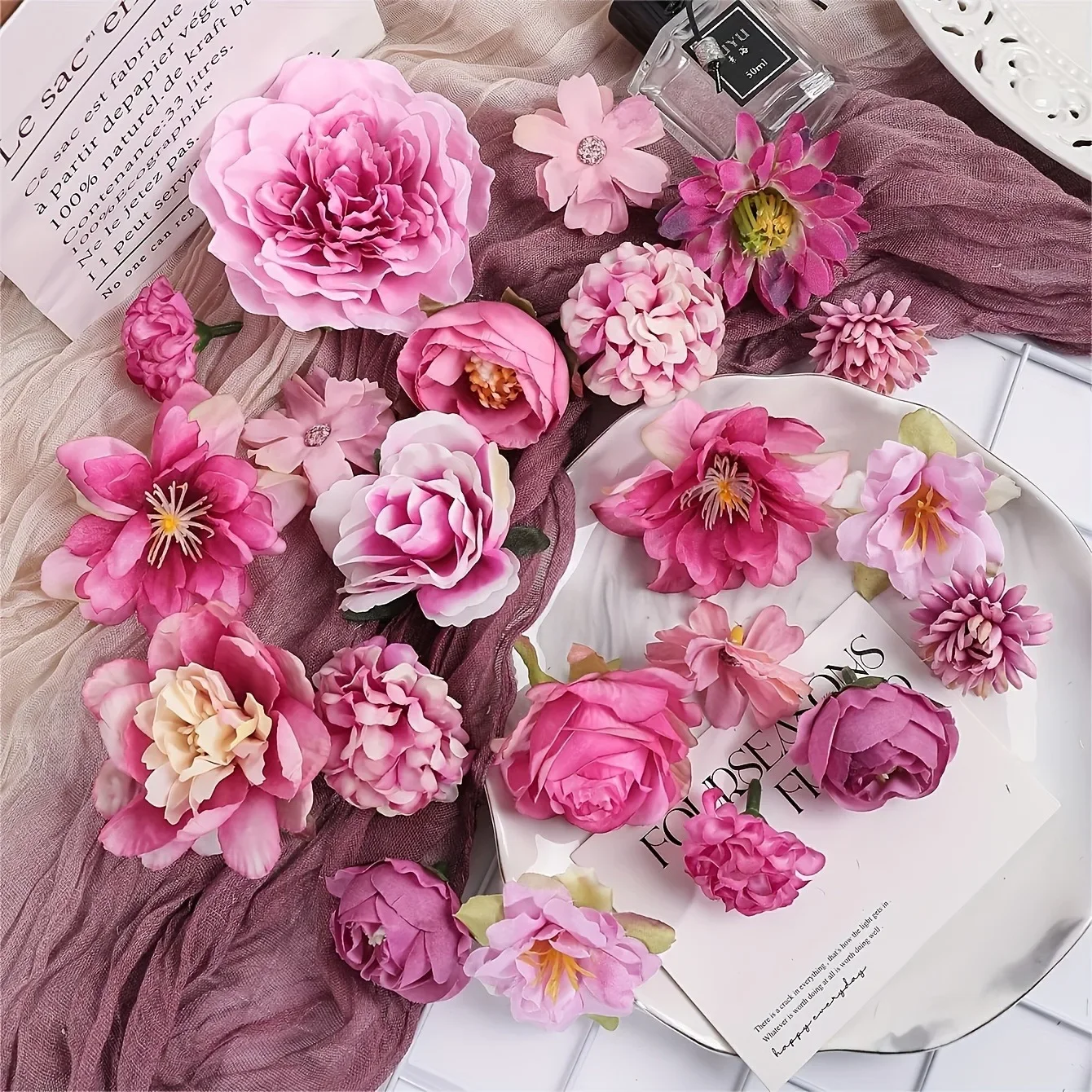

Artificial Flowers Head Silk Fake Flowers for Decor Wedding Marriage Decoration Bride DIY Craft Gifts Garland Accessories Vines