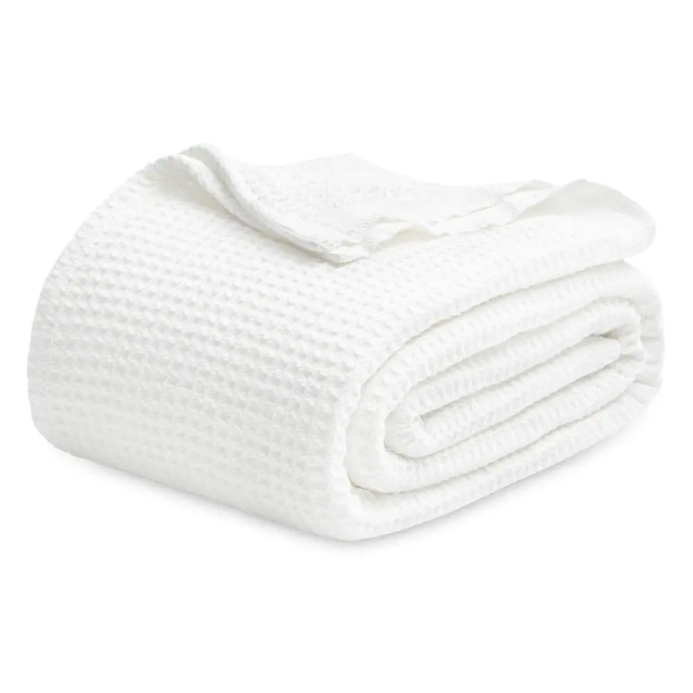 

Одеяло Gentlesoft из 100% хлопка, размер Queen, для кровати, охлаждающее, дышащее и мягкое для весны и лета, толстое уютное одеяло с вафельным плетением