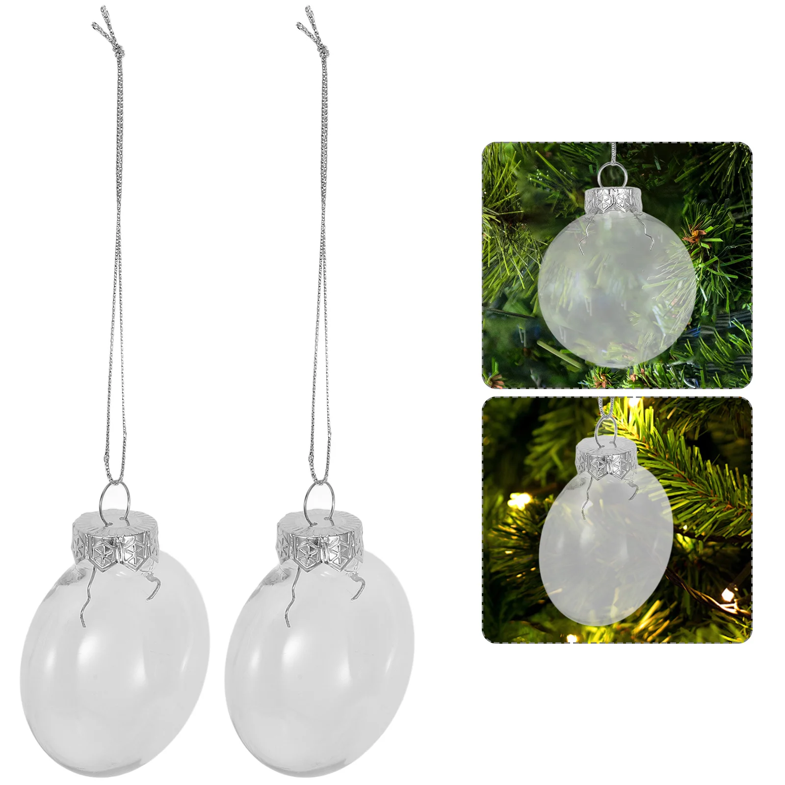 

12PCS Glass Christmas Hanging Balls with Lids Transparent Tree Ornaments Festive Holiday Decorations Xmas Pendants Gift Set