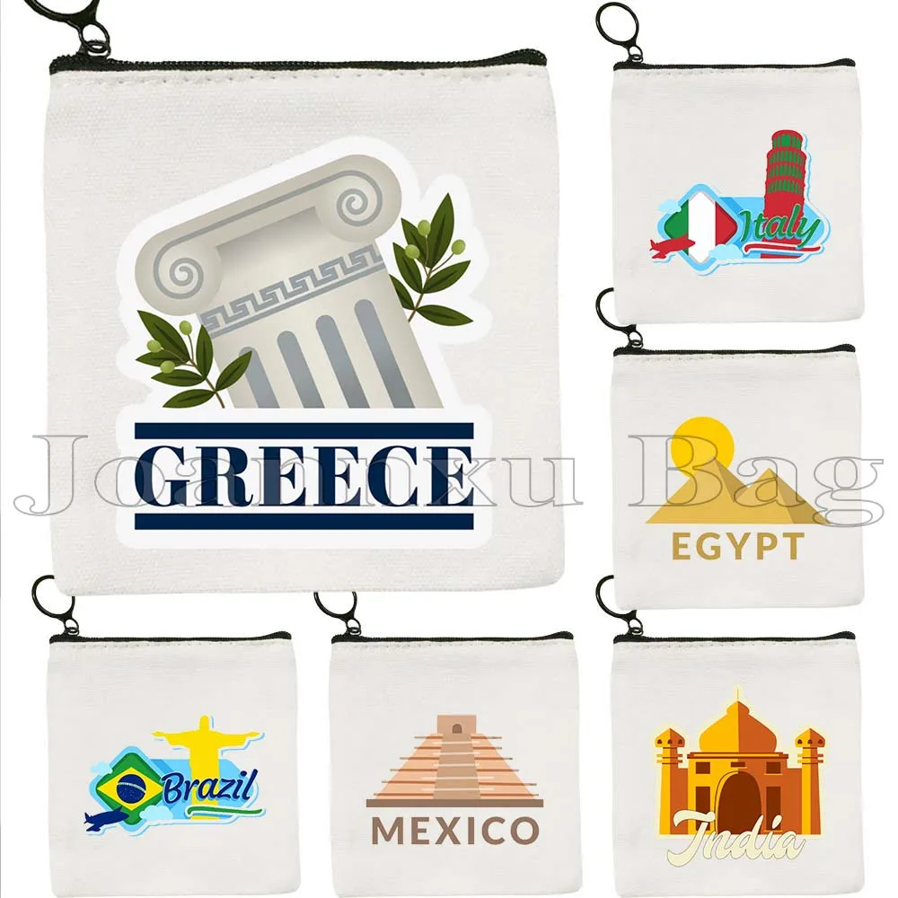 

Brazil Argentina Colombia Greece India Egypt Italy Mexico Turkey France Kyoto Japan Travel Vinyl Coin Purse Key Case Bag Pouch