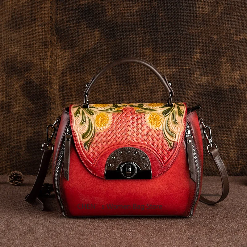 

Women's Mini Bag New Style 2025 Autumn/Winter Elegant Bucket Bag Genuine Leather Crossbody Net Red Popular Shoulder Bag