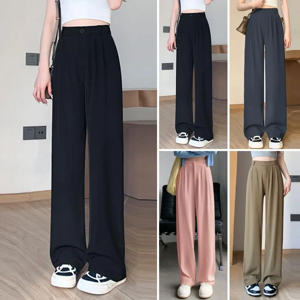 

Women Chic Office Loose Wide Leg Straight Pants Vintage High Waist Trousers Baggy Korean Spring Summer Autumn Female Suits Pants