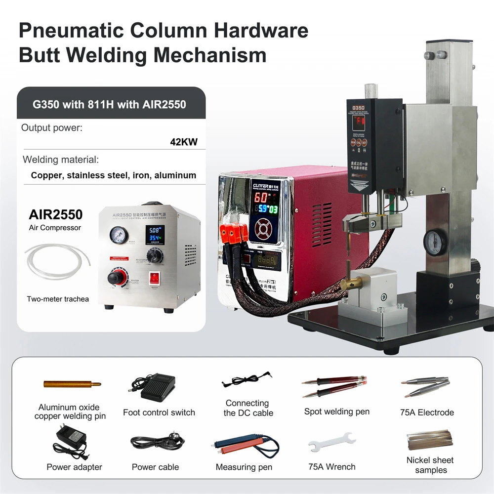 GLIRRER G350 Butt Welding Pneumatic Impulse Butt Welding Machine For Integrated Columns With 811H 811A 2550Air-Compressor Kit