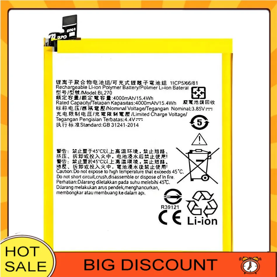 

Reliable Power BL270 4000Mah Mobile Phone Battery For Lenovo K6 Note K53a48 Vibe Plus G G5