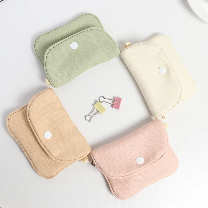 Portable Coin Purse New Solid Color Mini Cash Wallet Lightweight Cotton Headphone Bag Women Key Pouch Travel Card Holder