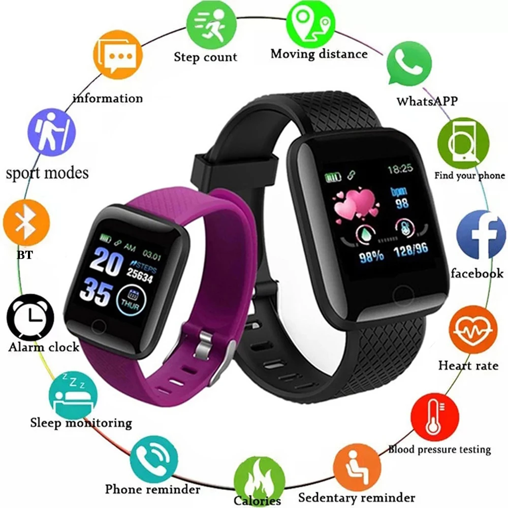 116plus Smart Watch For Men Women Gift 1.3 inch Screen Sports Fitness Watches Wristwatch Bluetooth 5.0 Calls Digital Smartwatch