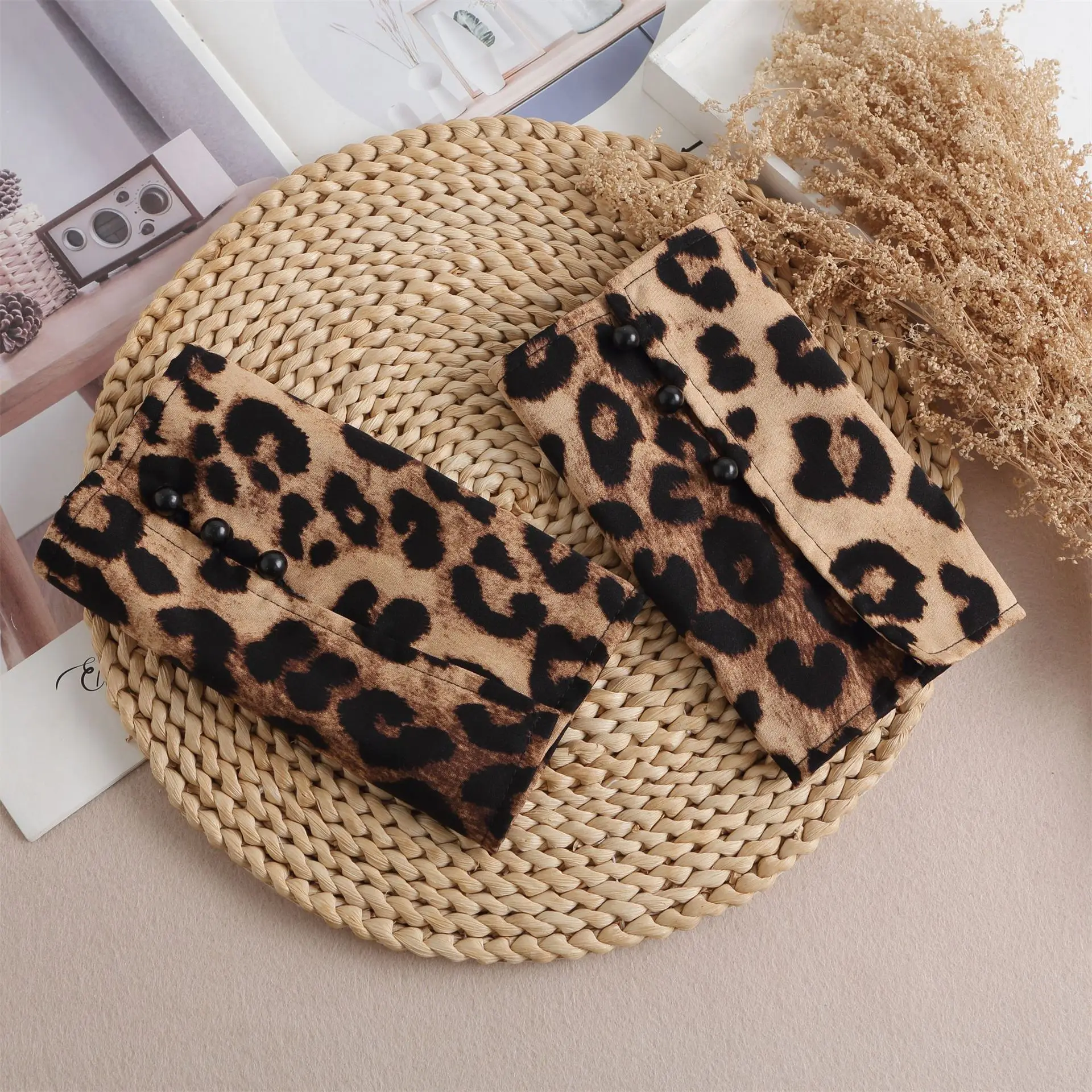 Leopard Cuffs Decorative Sleeves for Female Teens Detachable False Sleeves False Cuffs Ruffles Wristband Hand Clothing Wrist