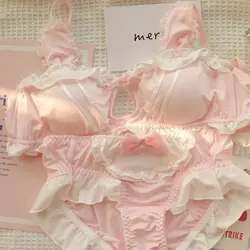Lolita Cute Lingerie Women Japanese Rabbit Ears Sweet Girl Small Chest Pull Together No Underwire Bra