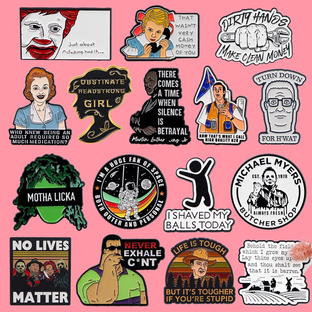 Cartoon Charakter Zitate Pins Anime Zitat Abzeichen Broschen für Kleidung Emaille Pin Damen Abzeichen Schmuck Accessoires Geschenke