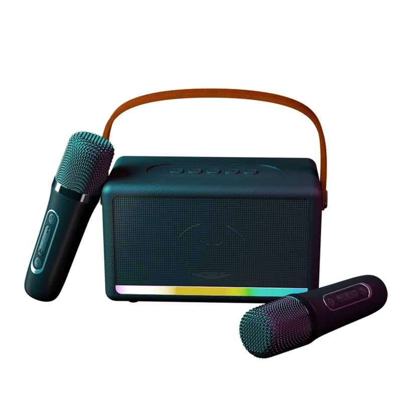 HFES Караоке-машина для детей и взрослых Мини-портативный Bluetooth-динамик для караоке с беспроводным микрофоном Светодиодная подсветка для банкета