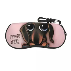 Custom Dachshund Inside Sunglasses Soft Case Neoprene Zipper Sausage Wiener Badger Dogs Shell Eyeglass Case Box For Glasses