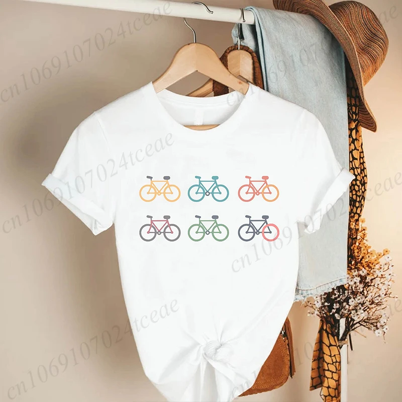 Bicycle Cycling T-shirts for Women Clothes Funny Cyclist Biker T-shirts Fashion Casual T-shirts Colorful Bicyclist Clothes Tops