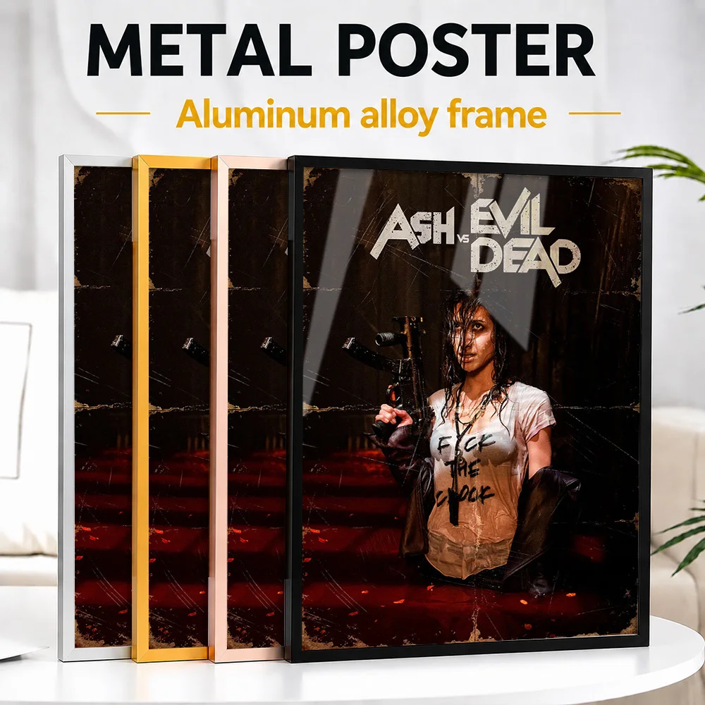 Ash Vs Evil Dead Framed Metal Print Customized Dark Horror Tribute Wall Art Made For Thriller Collectors Styling Home Theater