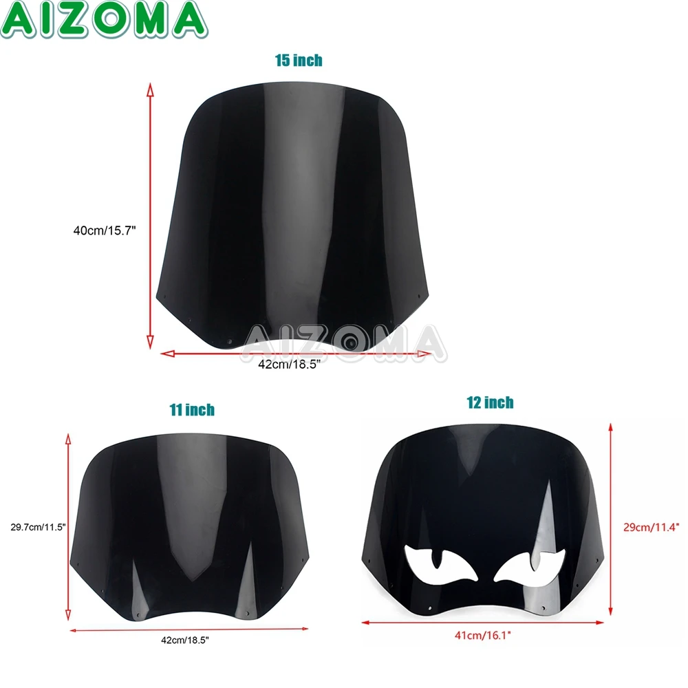 11/ 15 inch Club Motorcycle Fairing Windshield Wind Screen Deflector For Harley Dyna Low Rider Street Bob Super Glide 2006-2021