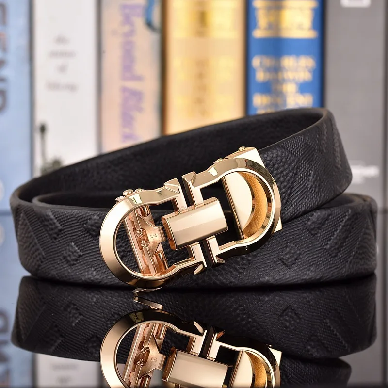 Высококачественный роскошный мужской пояс с двойной буквой D и автоматической пряжкой, мужской простой повседневный пояс с рисунком личи, подарок отцу