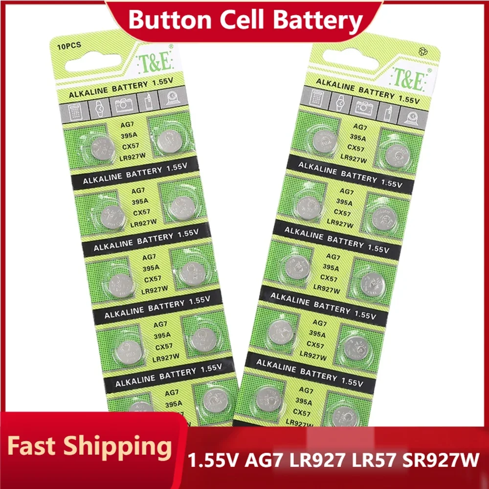1.55V AG7 LR927 LR57 SR927W 399 GR927 395A AG 7 Battery Button Batteries For Watch Toys Remote Cell Coin Battery