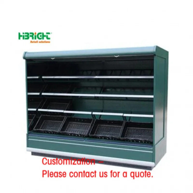 custom.Commercial Fruit and Vegetable Display Refrigerator with & Fan Cooling Environmentally Friendly Plastic Basket