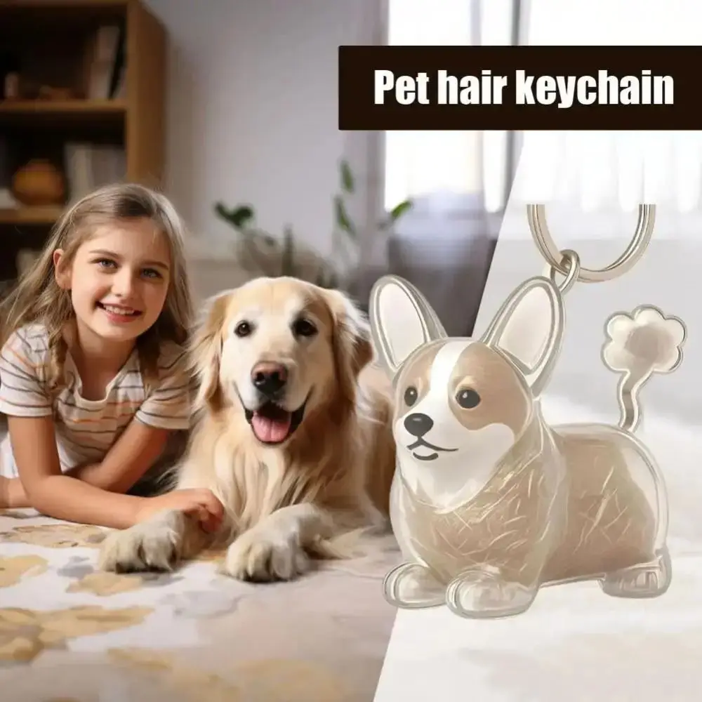 Dog Shape Dog Hair Storage Box Transparent DIY Handmade Pet Hair Keychain Keyring Hair Grooming Puppy Pendants Pet lovers
