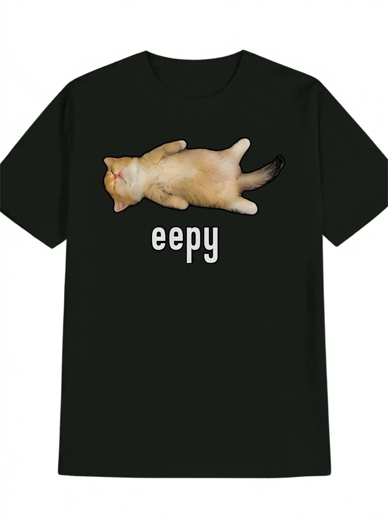 Men and Women Funny Sleeping Kitten Meme T-Shirt 