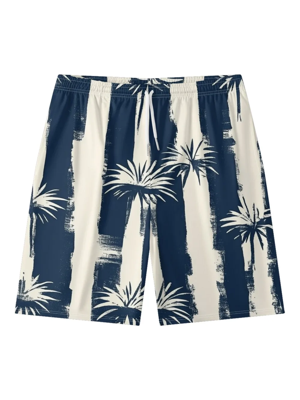 Syripe Palm Tree Printed Urban Shorts Summer Essential Cool Chic Beachwear Mens Gym Streetwear Couple All-Match Plus Size 9XL