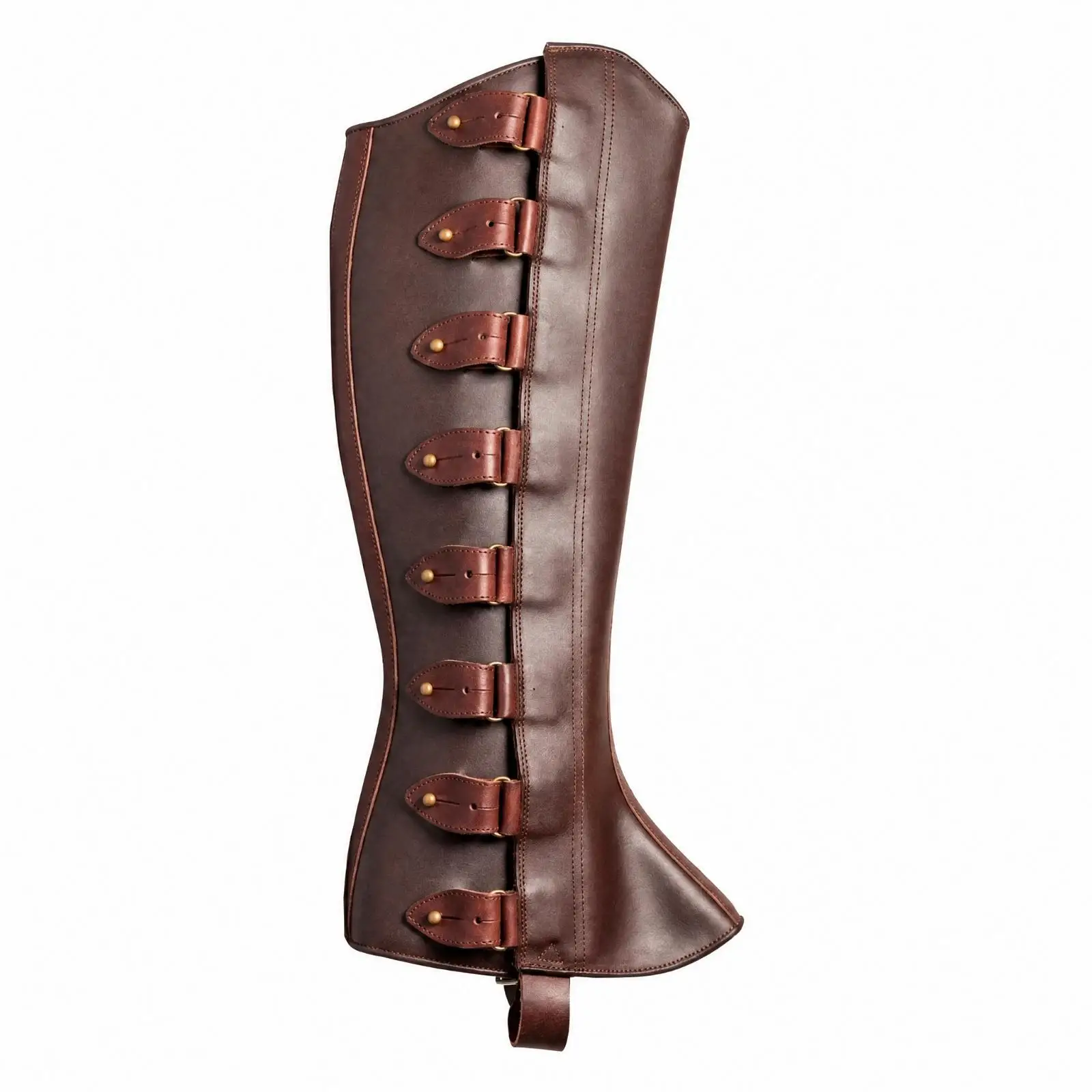Adjustable Leather Leg Gaiter Boot Cover Protector Tall Calf Wrap for Cosplay Stage Theatrical Costume