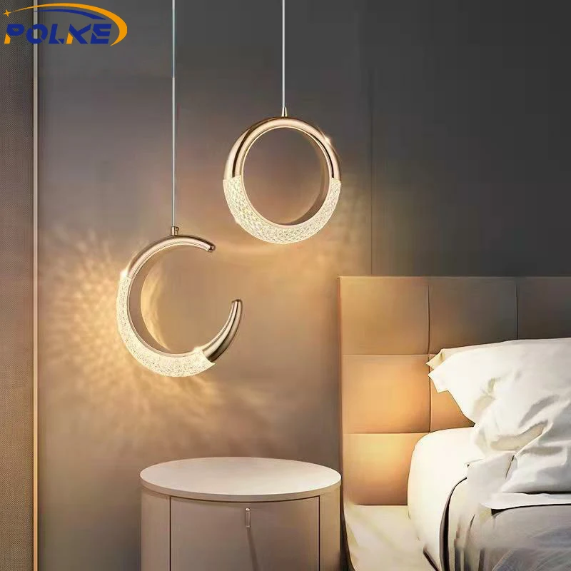 

Nordic Light Iuxury Chandelier Modern Bedroom Bedside Pendant Lights Creative Moon Restaurant Bar Decoration Small Pendan Lamp