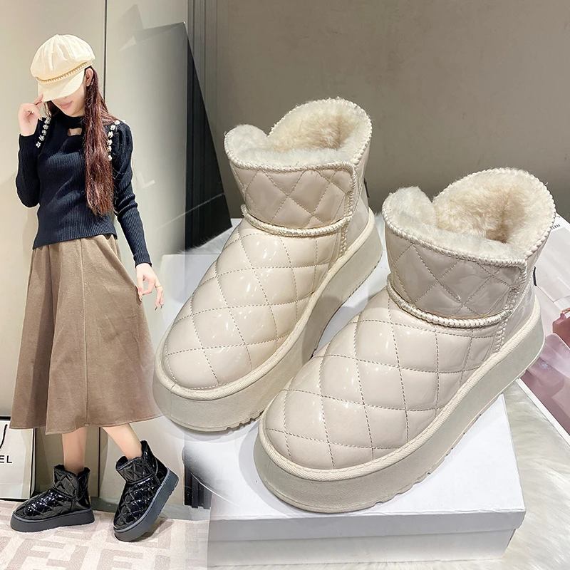 

Зимние сапоги, женские непромокаемые зимние новые нескользящие утепленные бархатные теплые хлопковые туфли