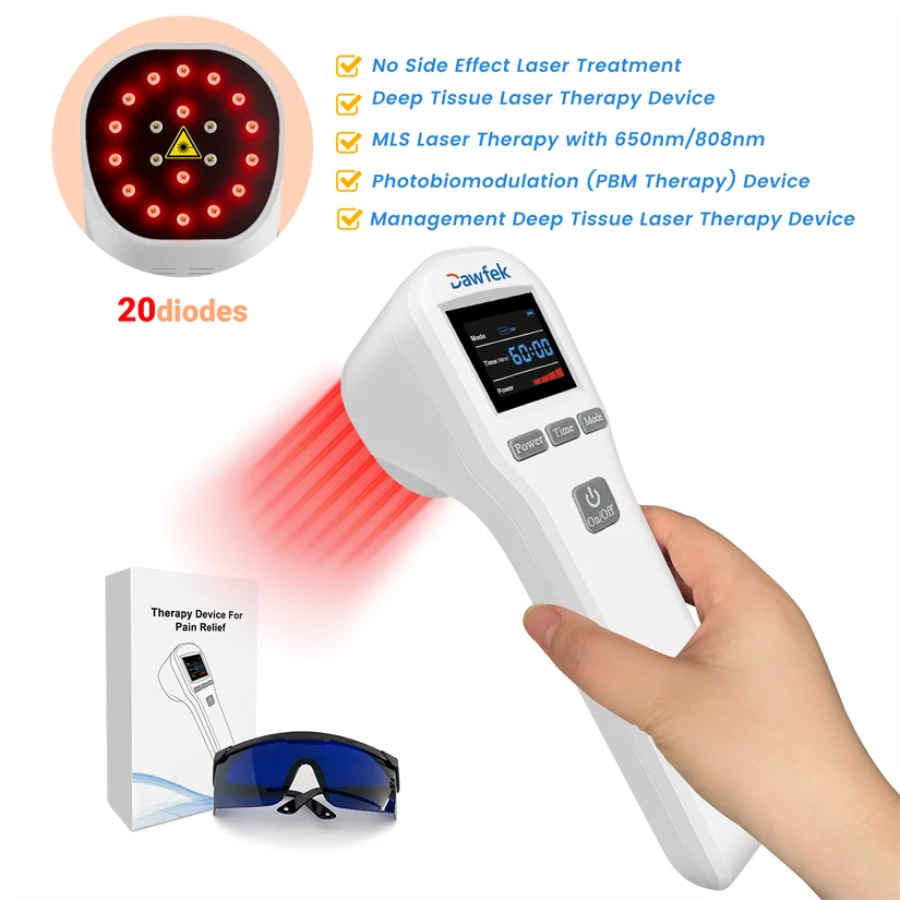 Dawfek Handl aser gerät zur Schmerz linderung beim Menschen 650nm * 16 808nm * 4 Laser behandlung bei der Wundheilung von Hunde hüft dysplasie