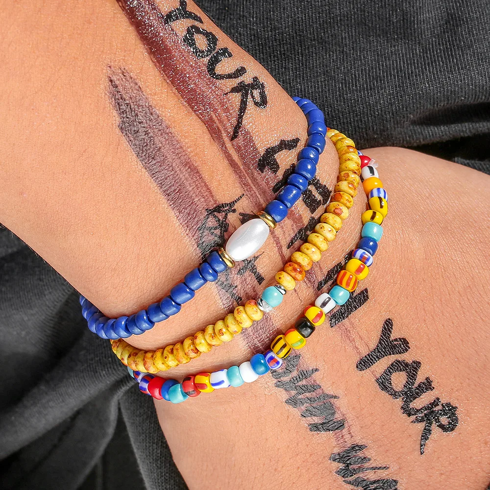 Meetvii Bohemian Colorful MIYUKI Beads Stretch Bracelet for Women Men Simple Style Small Pearl Bracelet Jewelry