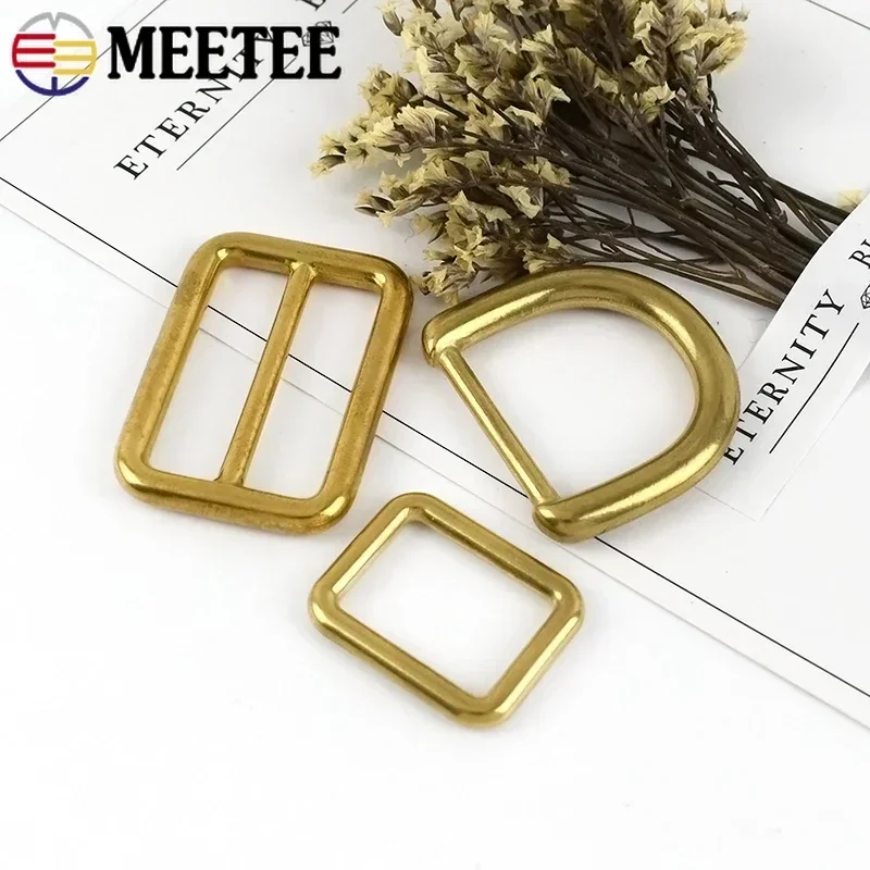 4/10Pcs Brass Buckles Bag Strap Adjust Tri-Glide Clasp Webbing Connector D Ring Hook Clothes Belt Buckle Accessories for Handbag