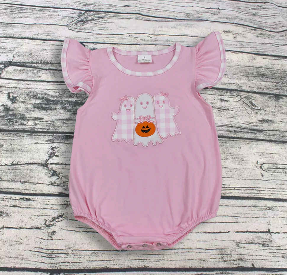 

Wholesale Children Newborn Embroidery Ghosts Pumpkin Bubble Cotton Infant Romper Toddler Clothes Kids Girl Halloween Jumpsuit