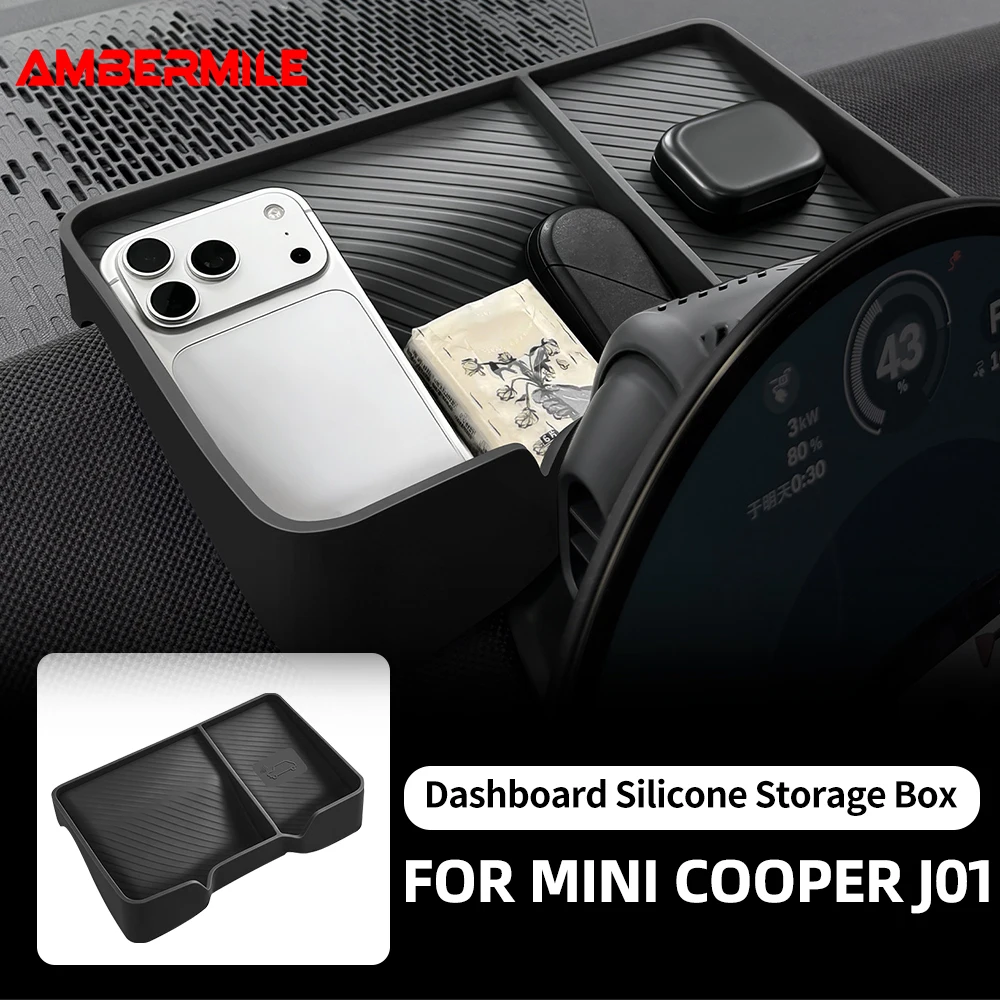 LHD RHD for Mini Cooper Electric J01 EV 2024 2025 2026 3-doors Car Dashboard Storage Box Tray Car Interior Organizer Silicone