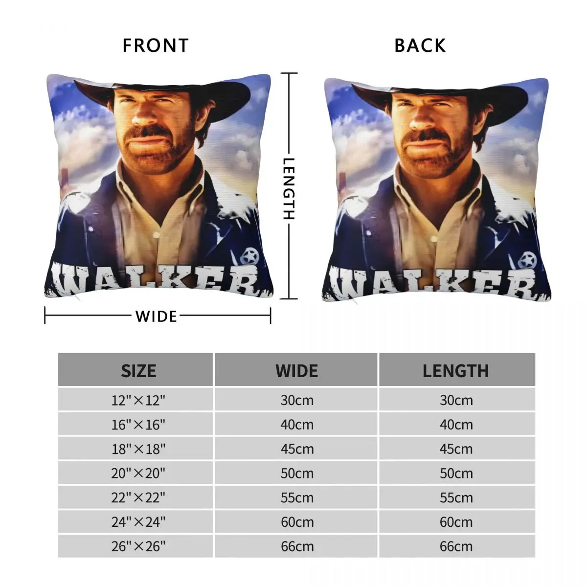 Walker Texas Ranger Pillowcase Polyester Linen Velvet Printed Zip Decorative Throw Pillow Case Car Cushion Cover