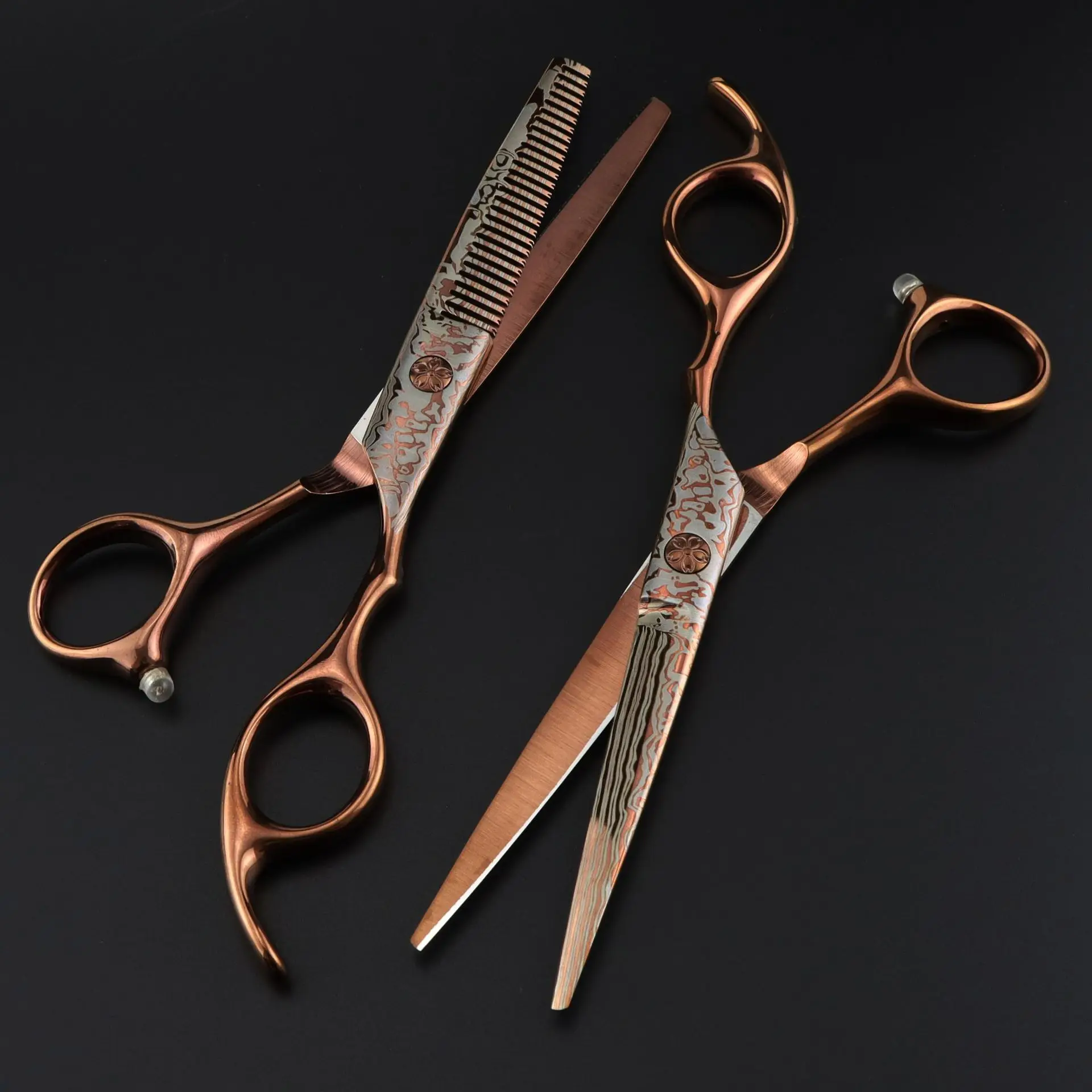 6-inch antique gold professional hair scissors, hair cutting scissors and thinning scissors, hair salon tools