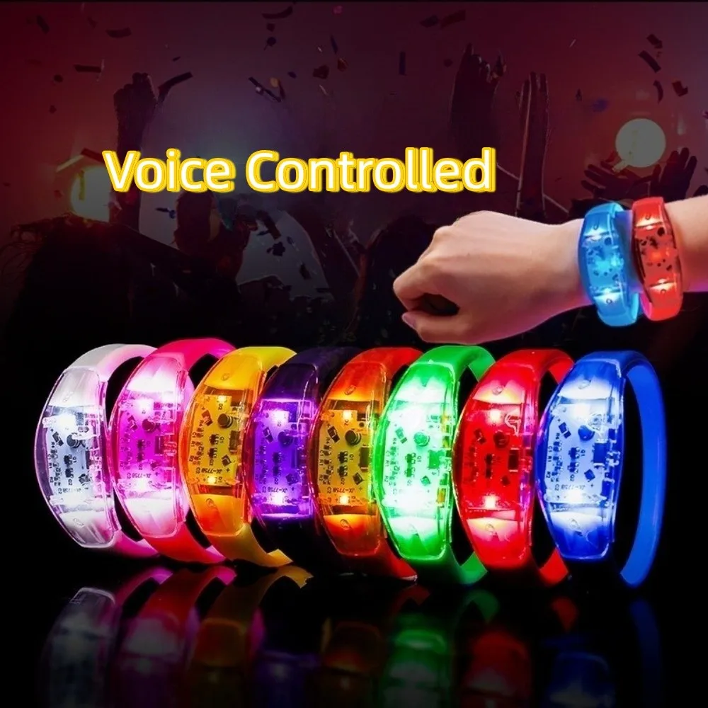 Silicone LED Glow Bracelets Atmosphere Props Funny Light Up Wristbands Creative Voice Controlled Flash Wristbands Concerts