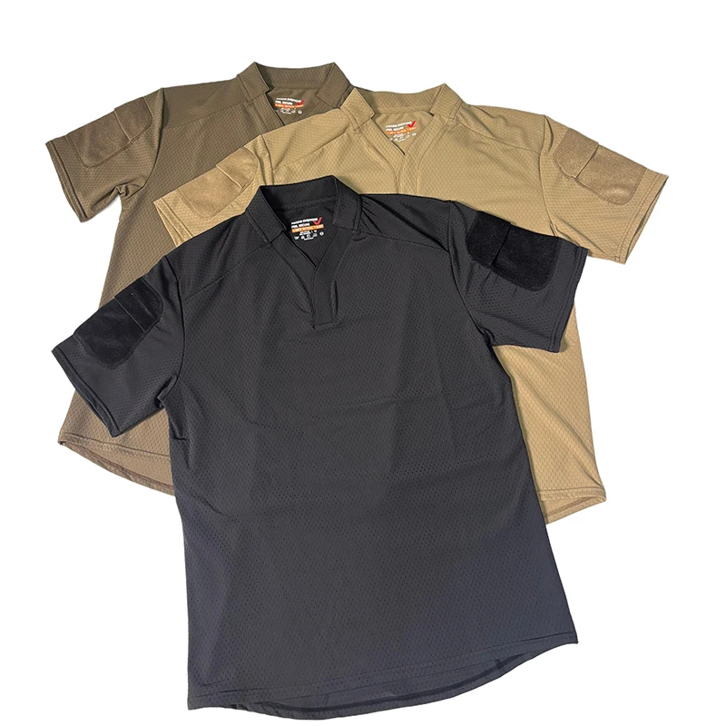 New Spring/Summer Men's Short Sleeved T-shirt V-neck Tactical Top Military Fans Outdoor Quick Drying High Elasticity T-shirt Sho
